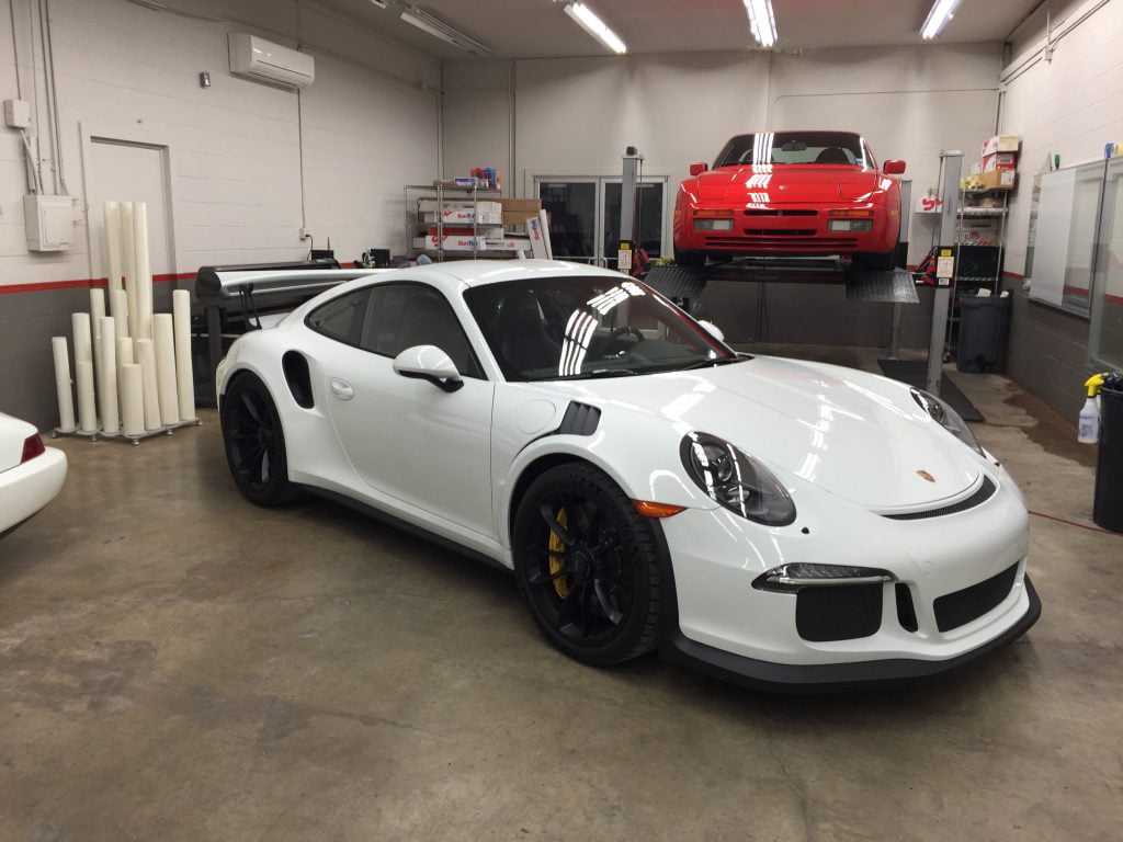 White Porsche with sunbusters paint protection