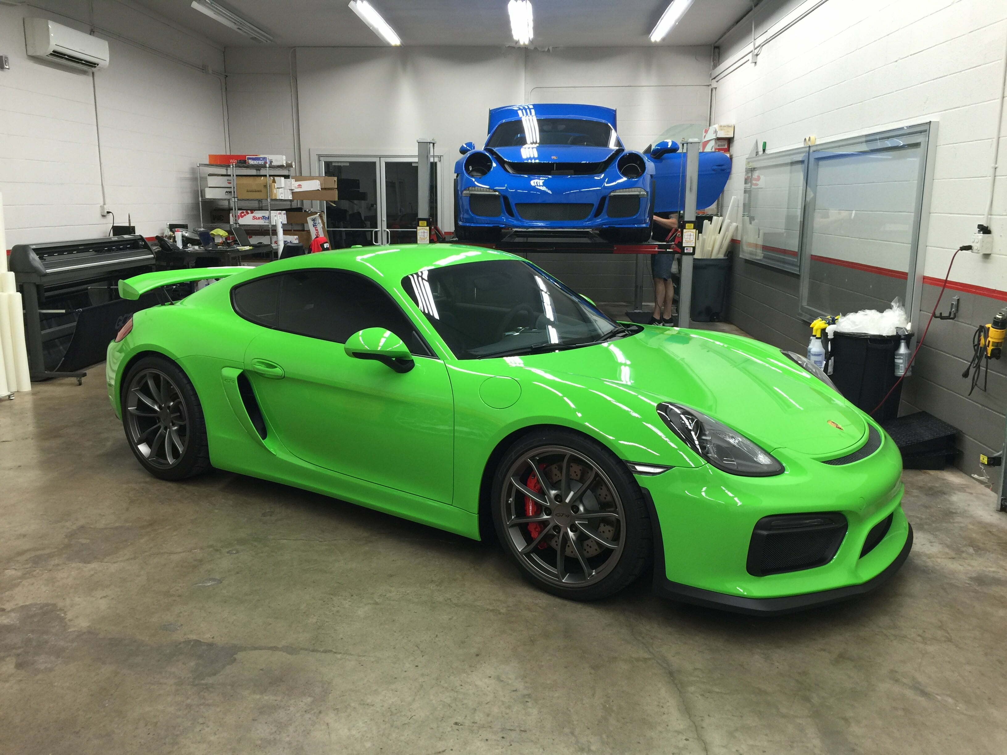 Lime Green Porsche with paint protection applied